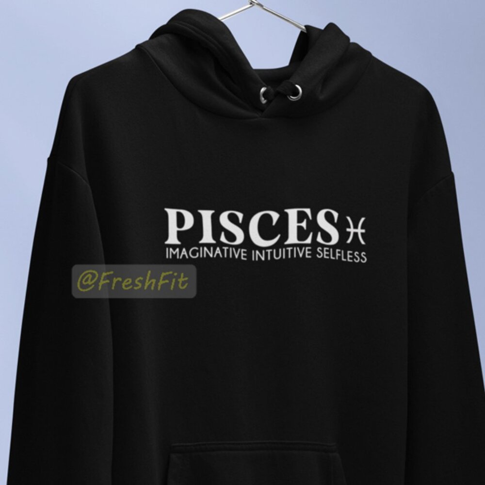 🆕Pisces Zodiac Personality Black Fleece Pullover Hoodie